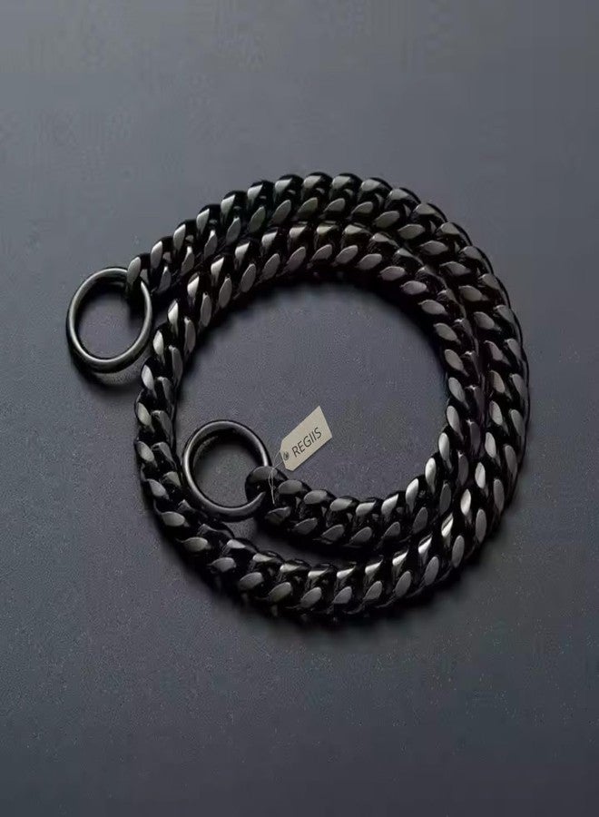 طوق سلسلة للكلاب من ريجيس بلاكلاين، أسود معدني بحلقات مقطوعة على شكل ماسة، طلاء مقاوم للتشوه، إغلاق بقفل ضغط (متوسط) - Image 2